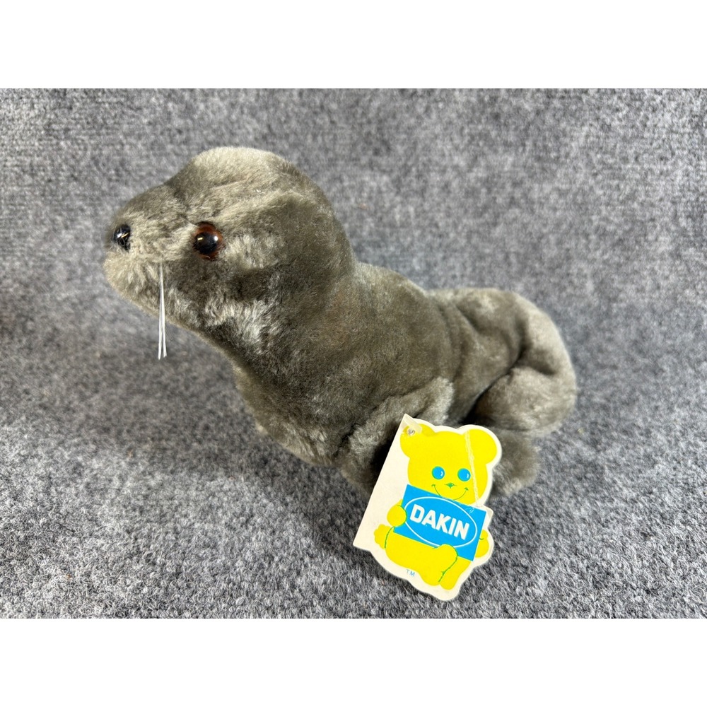 Vintage 1976 Dakin Finnegan Seal Bean Bag Plush NWT Gray 28-3410 Collectible